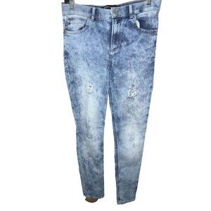 EXPRESS LADIES REGULAR LEGGINGS HIGH RISE ACID WASH 5 POCKET DENIM JEANS EUC 4